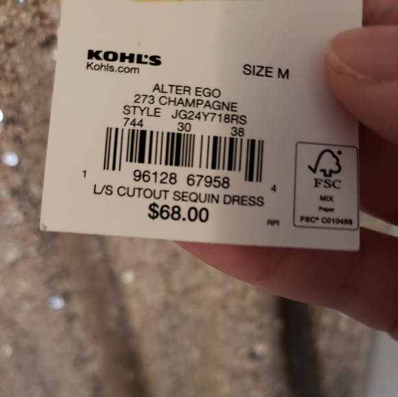 SO Junior's Cold Shoulder Sequin Dress in Champagne - Picture 6 of 10